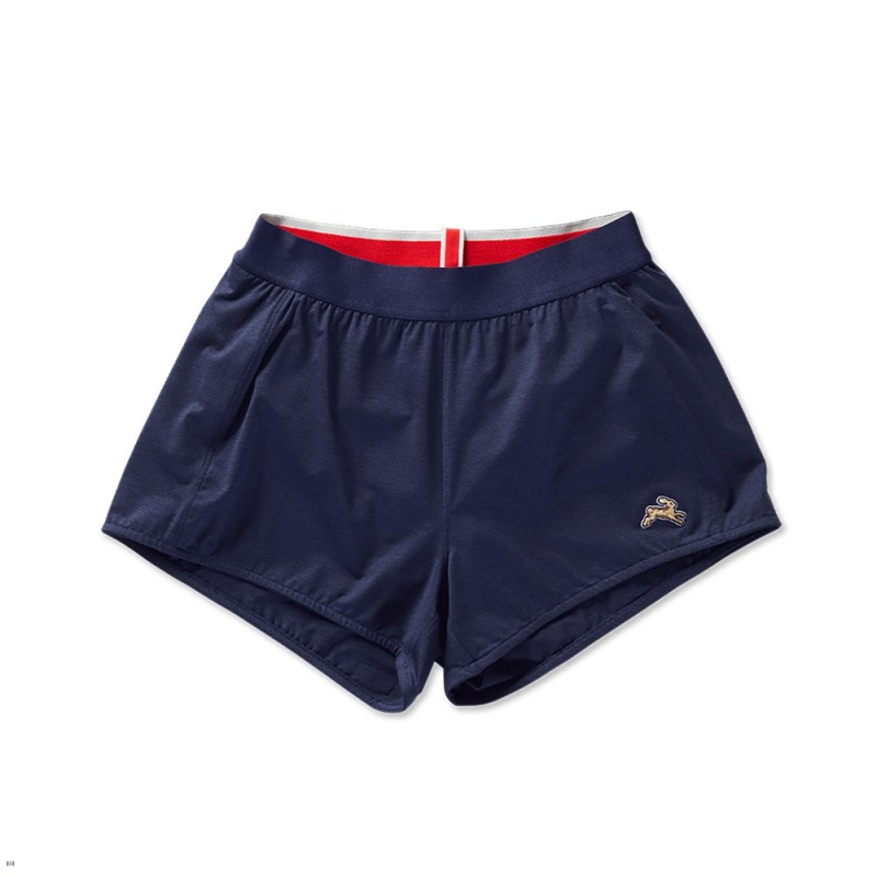 Navy Tracksmith Session Speed Women\'s Shorts | PYSQK-6851