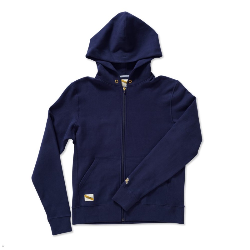 Navy Tracksmith Trackhouse Zip Men\'s Sweatshirt | OLAXV-0987