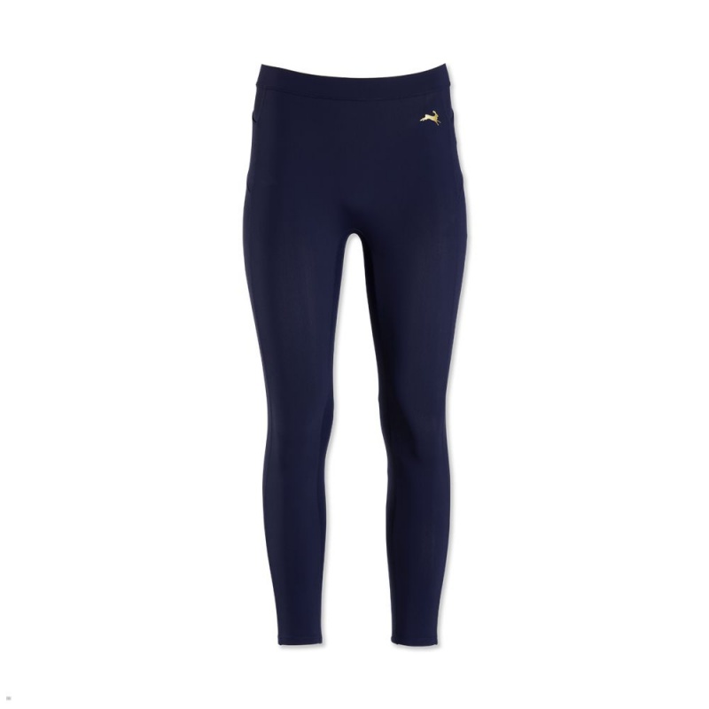 Navy Tracksmith Turnover Crop Women\'s Tights | MEOVA-8791