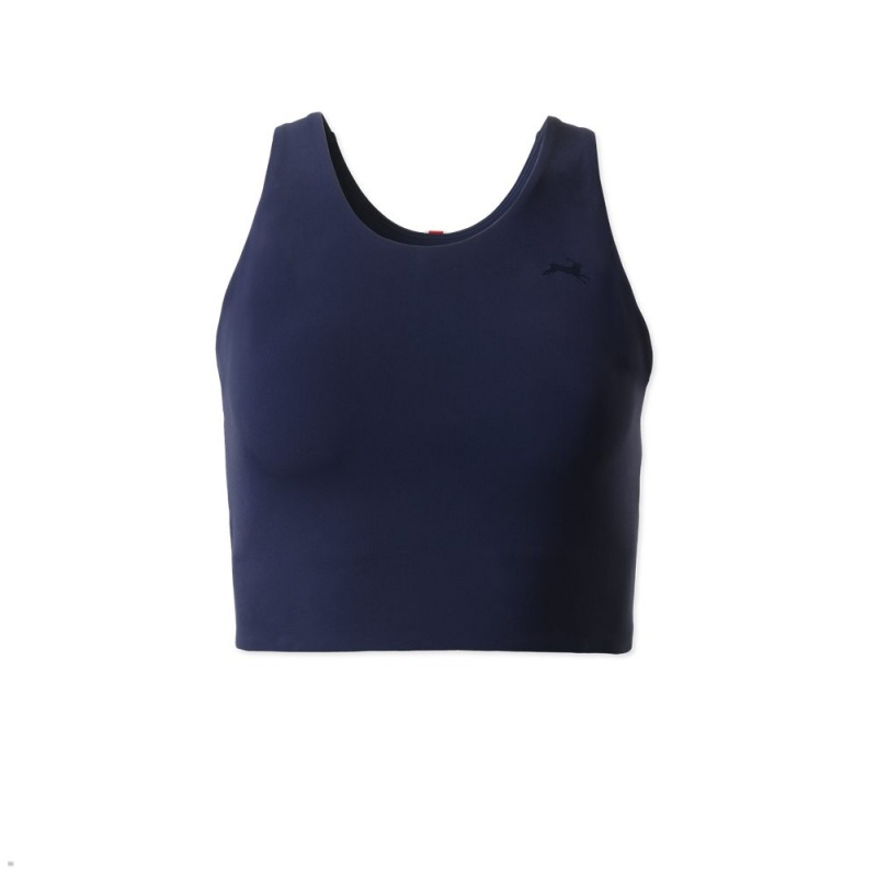 Navy Tracksmith Turnover Crop Women\'s Tops | FAKOX-0932