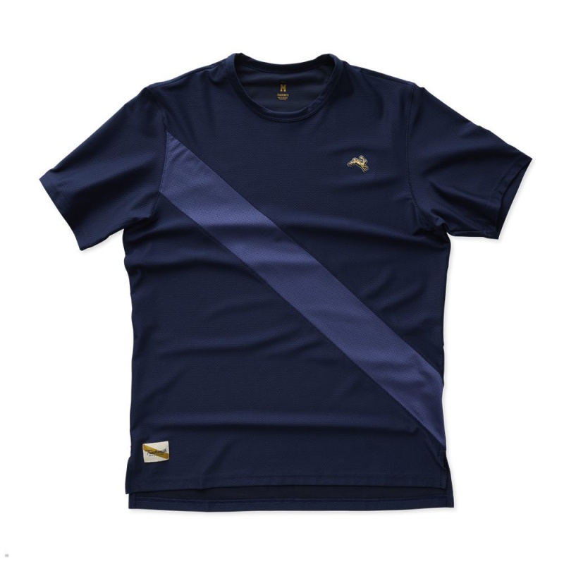 Navy Tracksmith Van Cortlandt Men\'s Tee | RZNBX-8164