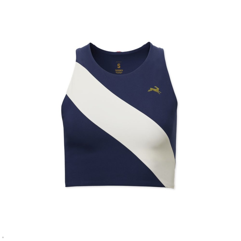 Navy White Tracksmith Bell Lap Women\'s Tops | PQJIN-7523