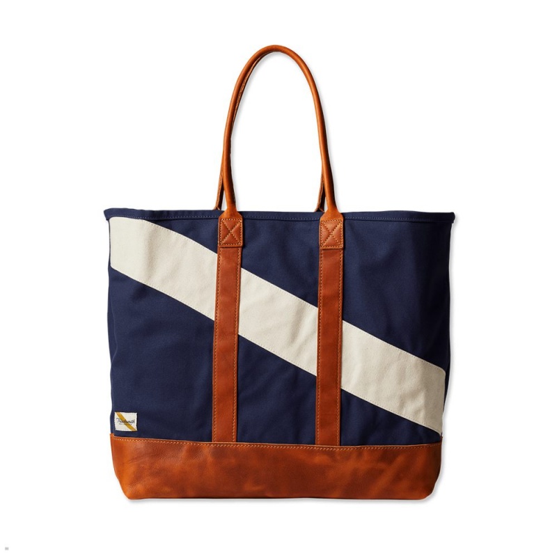 Navy White Tracksmith Tote Bags | HPWFD-9542