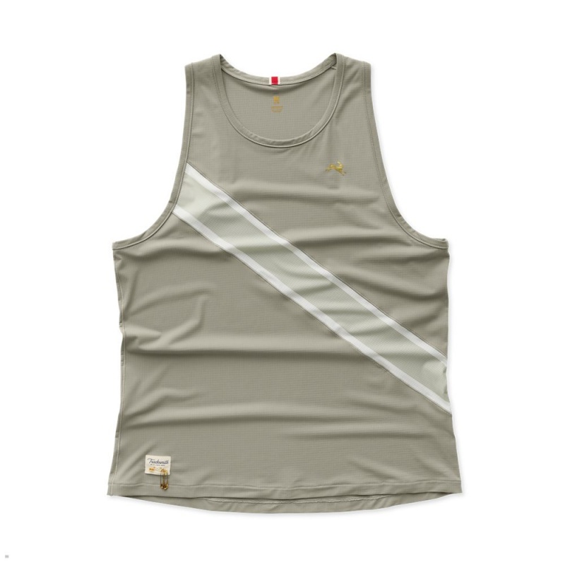 Olive Tracksmith Strata Men\'s Singlet | KLASU-7845