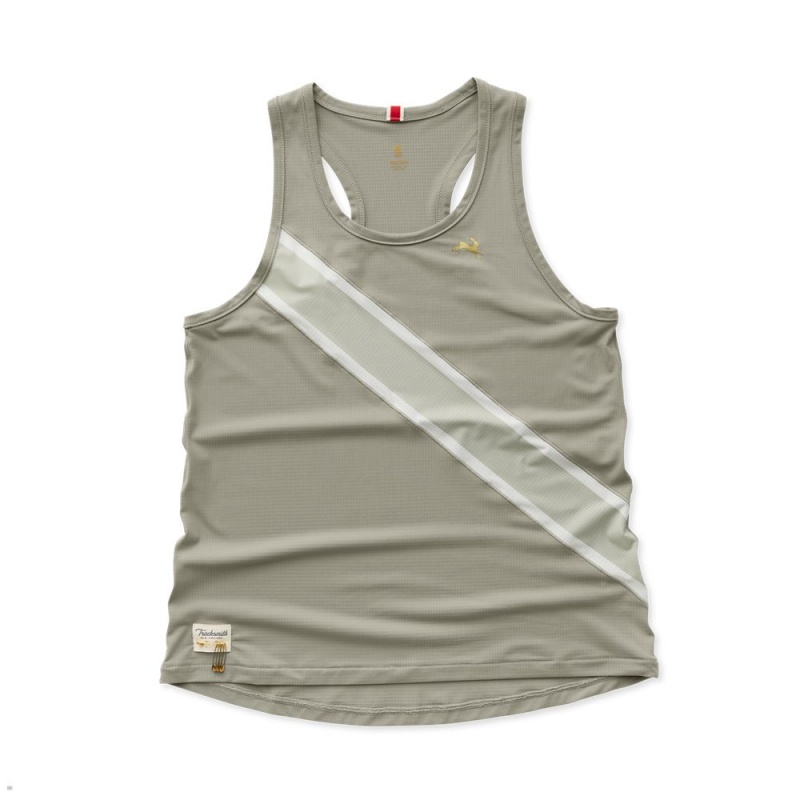 Olive Tracksmith Strata Women\'s Singlet | FHJZM-2367