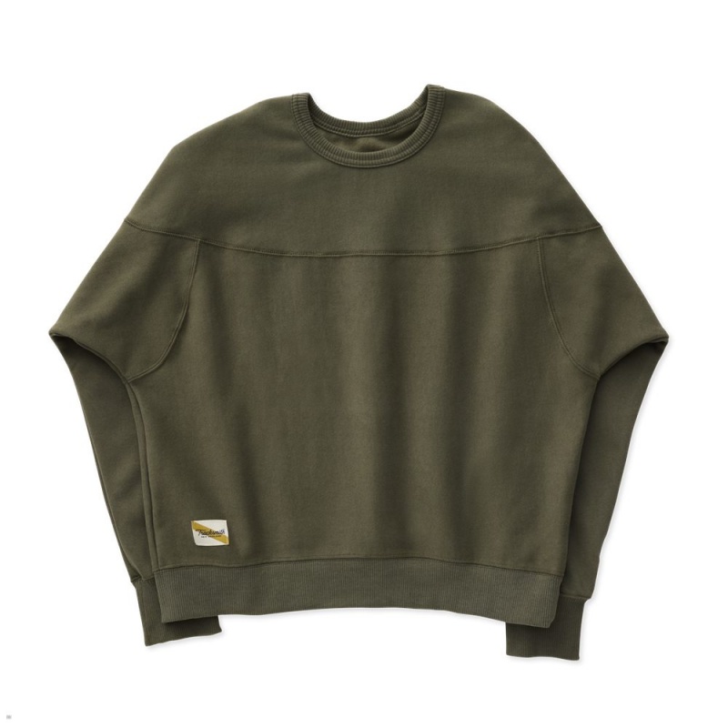 Olive Tracksmith Trackhouse Crew Women\'s Sweatshirt | YUSDP-2490