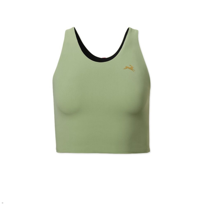 Olive Tracksmith Turnover Crop Women\'s Tops | UMRVW-6017