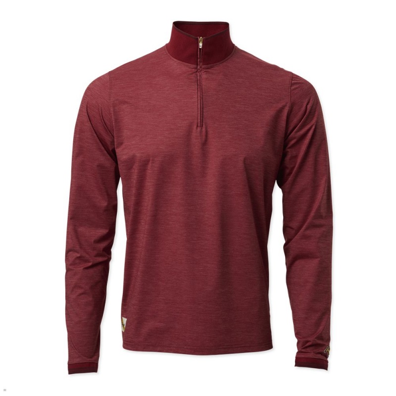 Red Tracksmith Session Quarter Zip Men\'s Mid Layer | SBELD-6128