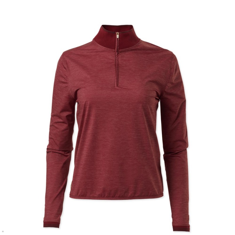 Red Tracksmith Session Quarter Zip Women\'s Mid Layer | GFIVQ-4516