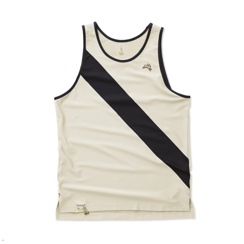 White Black Tracksmith Van Cortlandt Men\'s Singlet | ZOLEX-2647