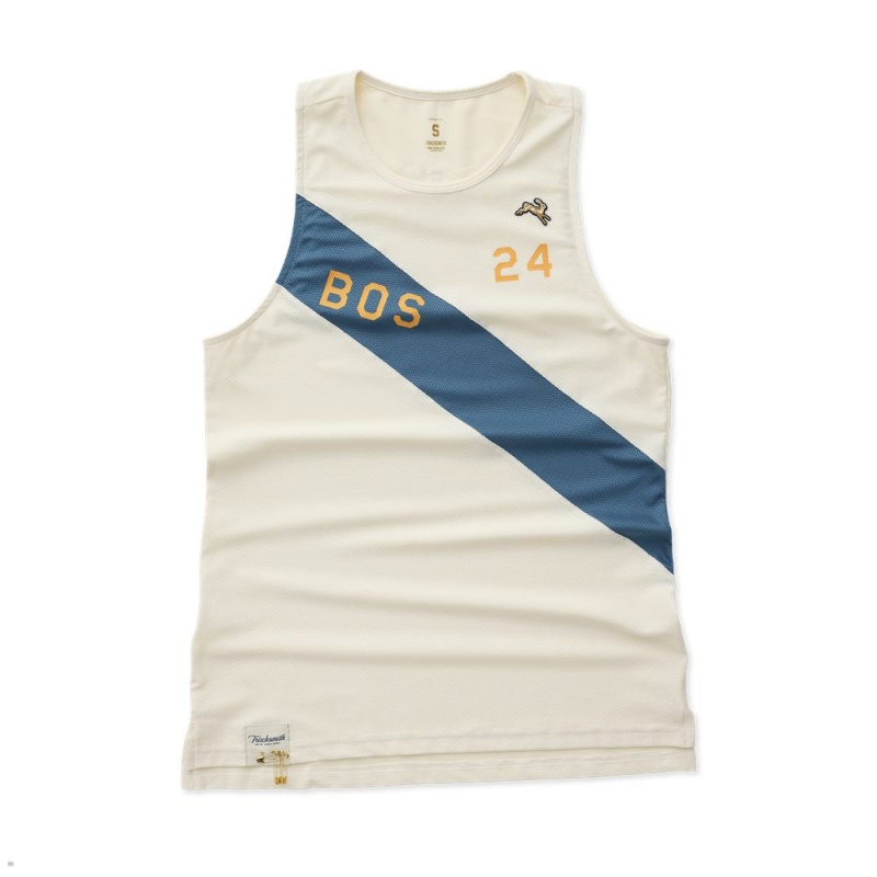 White Blue Tracksmith Boston Women\'s Singlet | QYIVK-4058