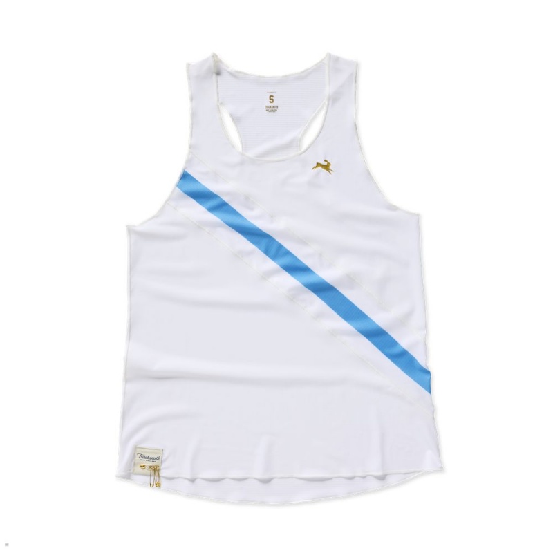 White Blue Tracksmith Strata 2023 Women\'s Singlet | OLPVK-3628