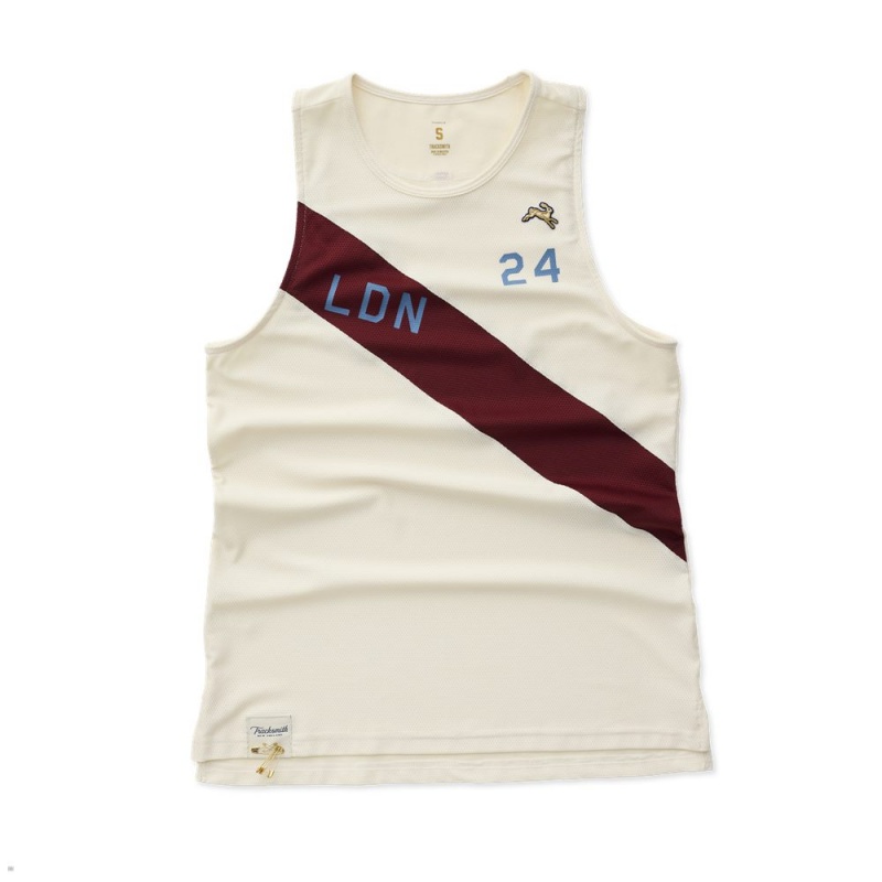 White Burgundy Tracksmith London Women\'s Singlet | GBEHU-1568