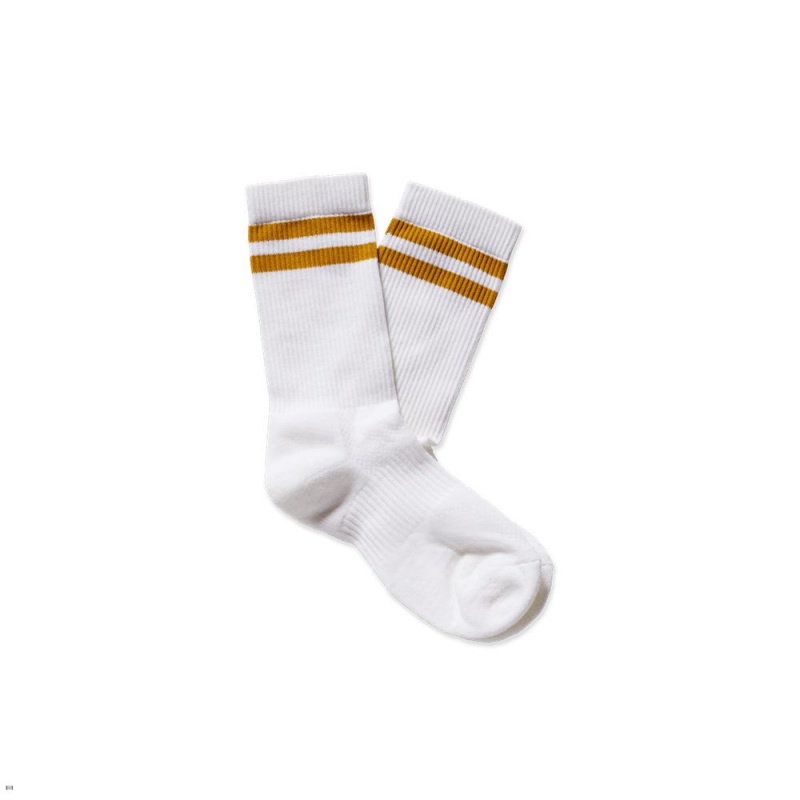 White Gold Tracksmith Merino Tube Sock | QSUGM-5602