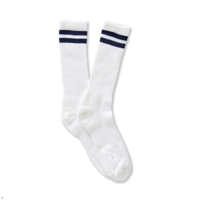 White Navy Tracksmith Merino Tube Sock | XADWS-0849