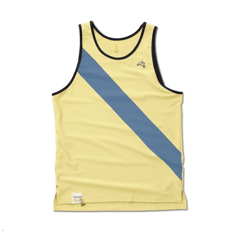 Yellow Blue Tracksmith Van Cortlandt Men\'s Singlet | SNOXG-6857