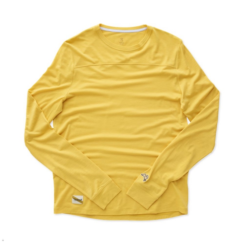 Yellow Tracksmith Harrier Long Sleeve Men\'s Shirts | TRELQ-7046