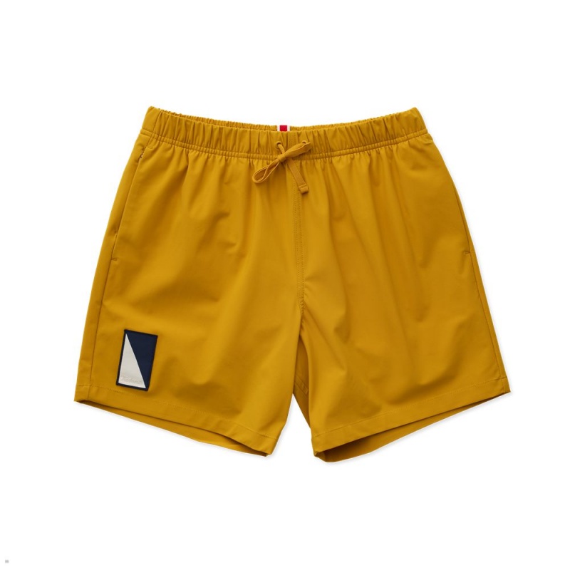 Yellow Tracksmith Run Cannonball Run Men\'s Shorts | JMYUH-4789