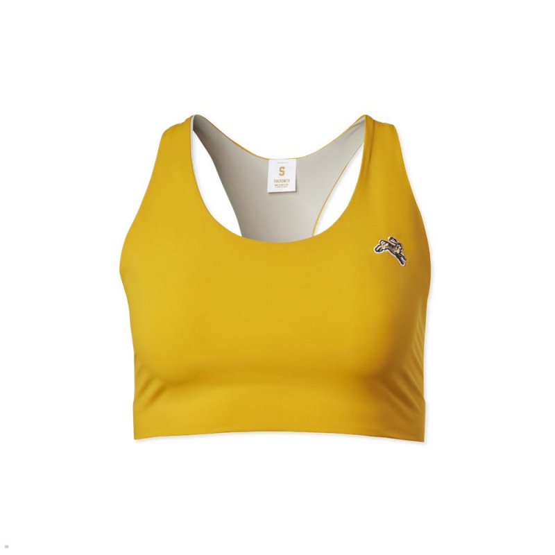 Yellow Tracksmith Run Cannonball Run Women\'s Bra | HIVWK-4730