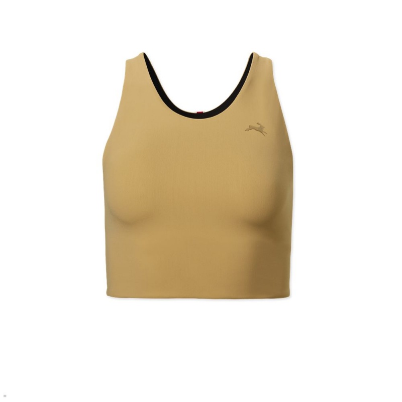 Yellow Tracksmith Turnover Crop Women\'s Tops | LABWY-6728